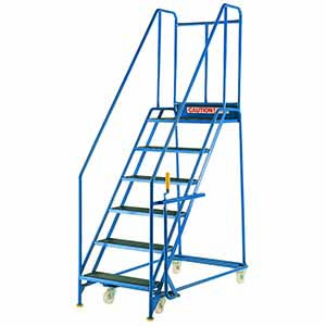 Handlock Mobile Safety Steps with 10 x 760mm W Metal Treads Mobile Warehouse Safety Steps | Working Height 3m - 4m. S125 