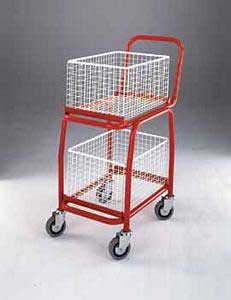 Mail Trolley with 2 baskets 700x435x920 Post trolley document distribution trolleys with mesh baskets 507BT107 