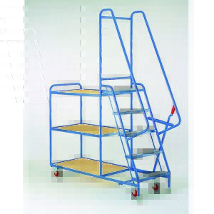 5 step trolley with 3 Plywood shelves Picking Trolleys | Trolley Order Picking | Warehouse Picking Trolley | Fulfillment Trolley | Trollies with Steps | Order Picking Trolleys | S193 