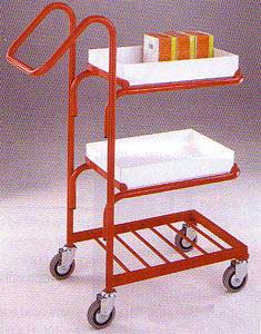 Small Parcel Distribution trolley with 2 steel trays Post trolley document distribution trolleys with mesh baskets 507BT110 