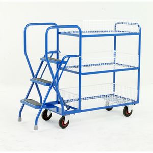 3 Tier basket picking trolley with 3 steps 175Kg Picking Trolleys | Trolley Order Picking | Warehouse Picking Trolley | Fulfillment Trolley | Trollies with Steps | Order Picking Trolleys | 15/S198.jpg