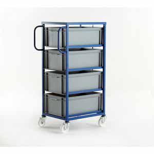 Eurocontainer Trolley 1250mm H, with 4 x 235H euro container Euro Container Trolley | Production Trolley | Production Line Feed | Kitting Trolley | BOM Bill of Materials Kitting | Eurocontainer Component Trolley 15/ct604.jpg