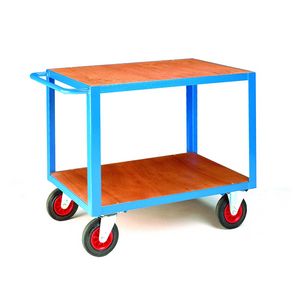 Heavy duty 2 timber deck table truck 1000 x 700mm Multi-tiered trolleys | 2 tier trolley units | 3 tier trucks with shelves trays or baskets | tea trolleys | shelf trolley on wheels | shelf trolley 17/TT210T.jpg
