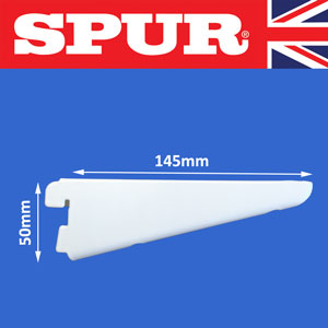 Spur Shelving 145mm bracket 150mm steel & 150 to 200mm wood shelves Spur Shelving Premium Grade Wall Mounted Steel-Lok Shelving for home or office 20/145mmBracketWhite.jpg