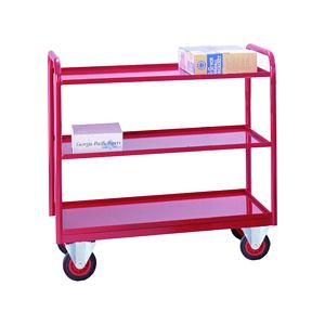 3 tier steel tray trolley 1045mmH 1000x600 Multi-tiered trolleys | 2 tier trolley units | 3 tier trucks with shelves trays or baskets | tea trolleys | shelf trolley on wheels | shelf trolley 22/TT39.jpg