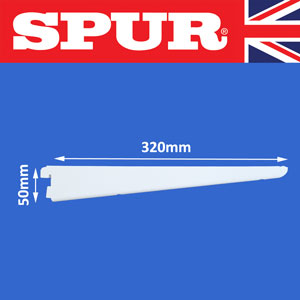 Genuine Spur Steel-Lok Wall Shelf Bracket 320mm Heavy Duty Spur Shelving Premium Grade Wall Mounted Steel-Lok Shelving for home or office 31/320mmBracketWhite.jpg