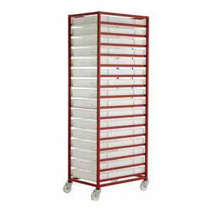 Mobile tray rack 2000mmH with 16 plastic container Euro Container Trolley | Production Trolley | Production Line Feed | Kitting Trolley | BOM Bill of Materials Kitting | Eurocontainer Component Trolley 34/CT316.jpg