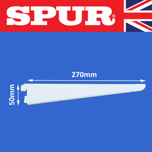 Spur Bracket Steel-lok Wall Shelf bracket 270mm Heavy Duty Spur Shelving Premium Grade Wall Mounted Steel-Lok Shelving for home or office 35/270mmBracketWhite.jpg
