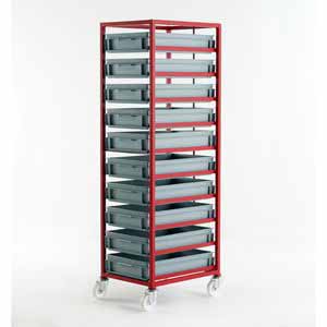 Mobile tray rack 1710mmH with 10 euro containers Euro Container Trolley | Production Trolley | Production Line Feed | Kitting Trolley | BOM Bill of Materials Kitting | Eurocontainer Component Trolley 43/CT410.jpg