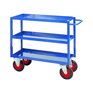3 tier steel tray trolley 1090mmL x 500mmW x 1200mm Multi-tiered trolleys | 2 tier trolley units | 3 tier trucks with shelves trays or baskets | tea trolleys | shelf trolley on wheels | shelf trolley 44/tt35.jpg