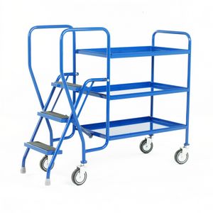 3 Tier with Steel Shelves & 3 tread steps 125Kg Picking Trolleys | Trolley Order Picking | Warehouse Picking Trolley | Fulfillment Trolley | Trollies with Steps | Order Picking Trolleys | 47/S181.jpg