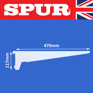 Genuine Spur Steel-Lok Reinforced Shelf Bracket 470mm Spur Shelving Premium Grade Wall Mounted Steel-Lok Shelving for home or office 50/470RmmBracketWhite.jpg
