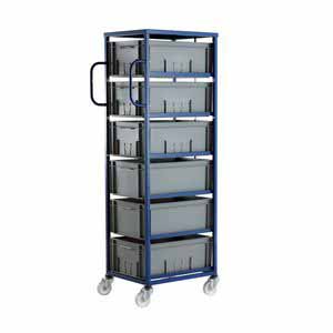 Mobile tray rack 1780mmH, with 6 euro containers 235 High Euro Container Trolley | Production Trolley | Production Line Feed | Kitting Trolley | BOM Bill of Materials Kitting | Eurocontainer Component Trolley 50/ct606.jpg