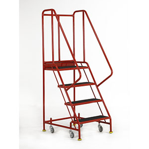 Mobile steps 4 tread with retracting castors Retracting Castor Safety Steps | picking library steps that settle on castors 50/s044.jpg