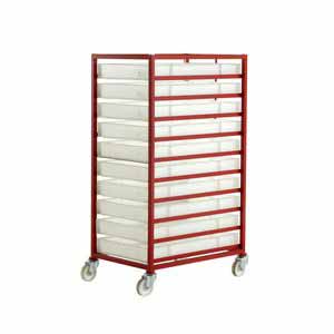 Mobile tray rack 1320mmH with 10 plastic containers Euro Container Trolley | Production Trolley | Production Line Feed | Kitting Trolley | BOM Bill of Materials Kitting | Eurocontainer Component Trolley 54/ct310.jpg