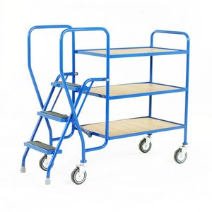3 Tier Trolley - Plywood Shelves & 3 tread steps 125Kg Picking Trolleys | Trolley Order Picking | Warehouse Picking Trolley | Fulfillment Trolley | Trollies with Steps | Order Picking Trolleys | 55/S183.jpg