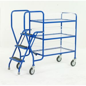 3 Tier basket picking trolley with 3 steps 125Kg Picking Trolleys | Trolley Order Picking | Warehouse Picking Trolley | Fulfillment Trolley | Trollies with Steps | Order Picking Trolleys | 55/S187.jpg