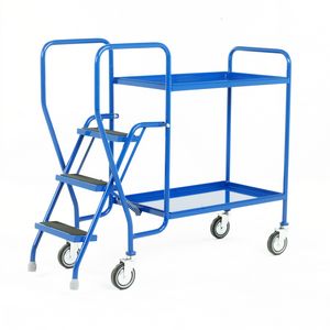 2 Tier Picking Trolley - Steel Shelves & 3 tread steps 125Kg Picking Trolleys | Trolley Order Picking | Warehouse Picking Trolley | Fulfillment Trolley | Trollies with Steps | Order Picking Trolleys | 58/S180.jpg