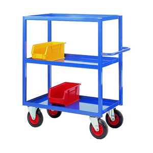 3 tier steel tray trolley 1090mmL x 500mmW x900mmH Multi-tiered trolleys | 2 tier trolley units | 3 tier trucks with shelves trays or baskets | tea trolleys | shelf trolley on wheels | shelf trolley 59/TT34.jpg